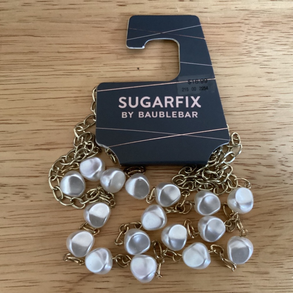 Sugarfix by Baublebar Long Gold-tone/White Necklace NWT